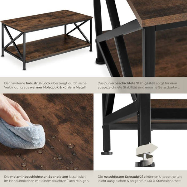 Couchtisch Pittsburgh Industrial Holz dunkel, rustikal