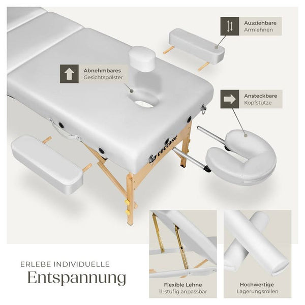 3 Zonen Massageliege-Set Somwang weiss