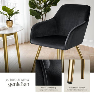 6er Set Stuhl Marilyn, schwarz/gold