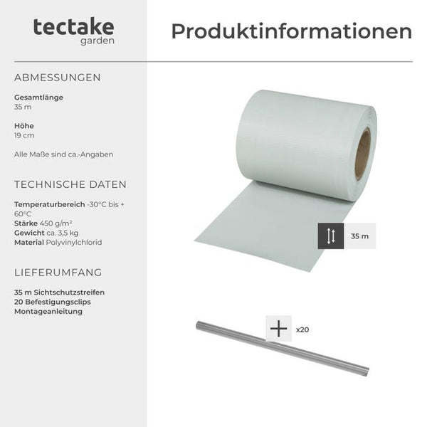 PVC Sichtschutzfolie, hellgrau, 35m