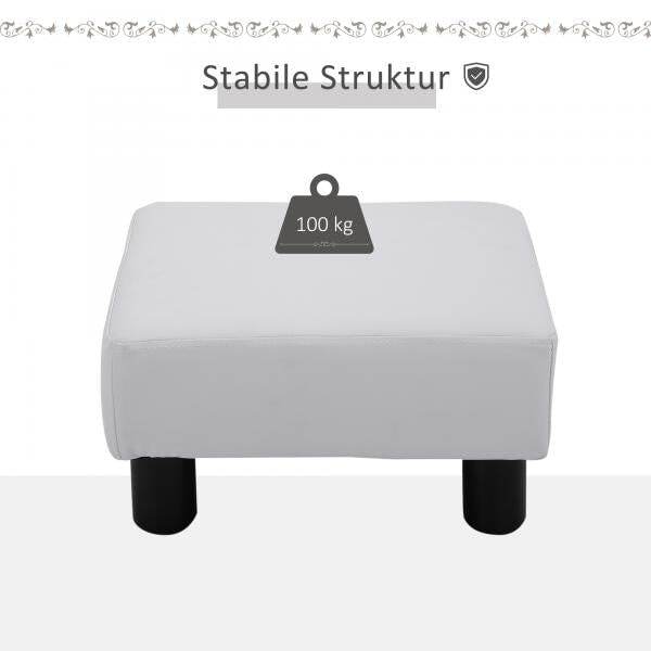 Fusshocker Sitzhocker Eingangbank Rückenfreier Sitzbank Chesterfield Weiss