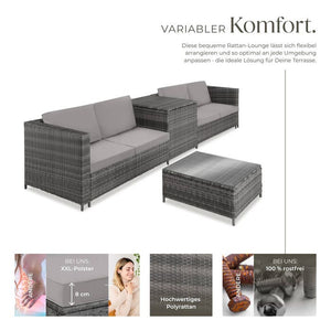 Rattan Lounge Siena grau/hellgrau