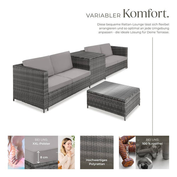 Rattan Lounge Siena grau/hellgrau