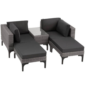 Rattan Lounge mit Aluminiumgestell Bellaria grau