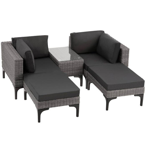 Rattan Lounge mit Aluminiumgestell Bellaria grau