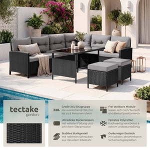 Rattan Lounge Barletta schwarz/grau