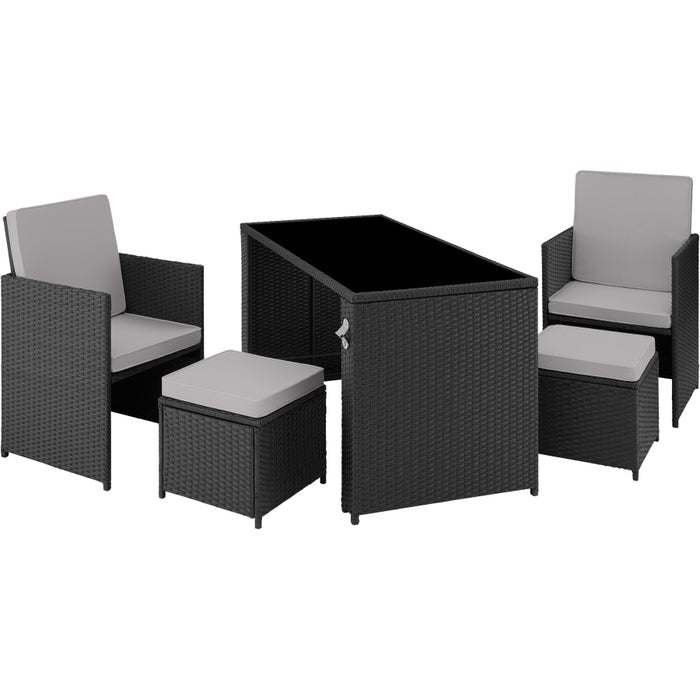 Rattan Sitzgruppe Palermo schwarz/grau