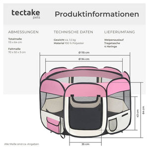 Tierlaufstall aus Polyester, rosa