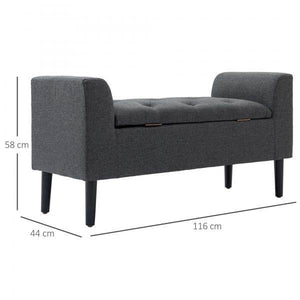 Sitzbank Dunkelgrau Schwarz 116 cm x 44 cm x 58 cm