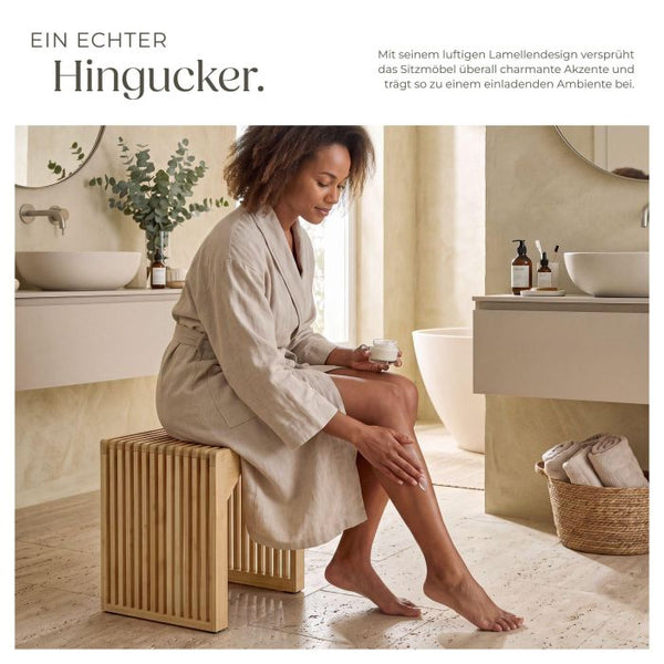 Hocker Ribb Lamellenoptik Bambus 45 x 35 x 43 cm