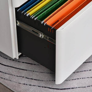 Rollcontainer mobiler Aktenschrank mit 3 Schubladen weiss