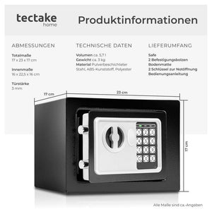 Elektronischer Safe mit Schlüssel
