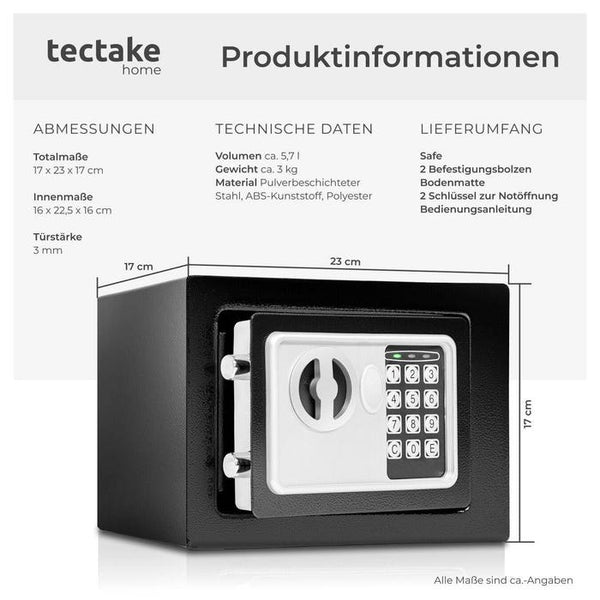 Elektronischer Safe mit Schlüssel
