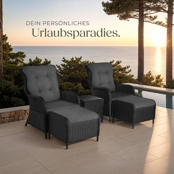 Rattan Sitzgruppe Benissa schwarz/grau