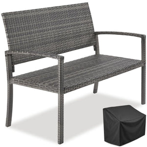 Rattan-Gartenbank Murat 2-Sitzer wetterfest grau