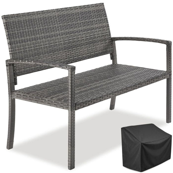 Rattan-Gartenbank Murat 2-Sitzer wetterfest grau