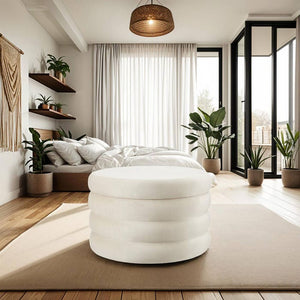 Sitzhocker mit Stauraum Altu XL Samtoptik creme-weiß
