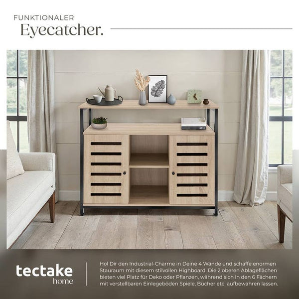 Sideboard Warrington Industrial Holz hell, Eiche Sonoma
