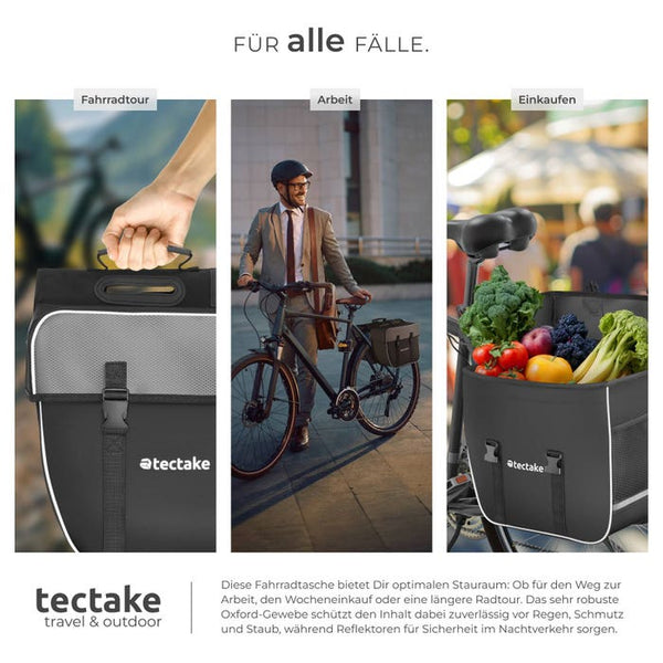 Fahrradtasche mit Gepäckträger-Befestigung und Reflektorstreifen