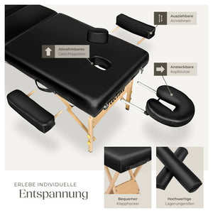 3 Zonen Massageliege-Set schwarz