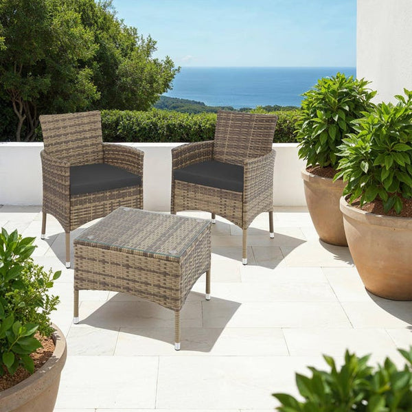 Rattan Gartenset Luzern 2+1 - natur
