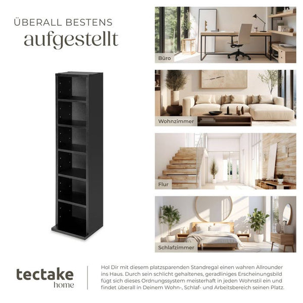 Standregal Medienregal, 6 Fächern, schwarz