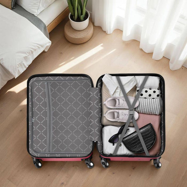 Hartschalenkoffer und Beauty-Case Set 4-tlg. Weinrot
