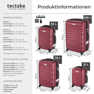 Hartschalenkoffer-Set Mila weinrot