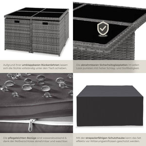 Aluminium Rattan Sitzgruppe Manhattan 4+4+1, grau