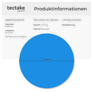Poolabdeckung Solarfolie rund, Ø 300 cm