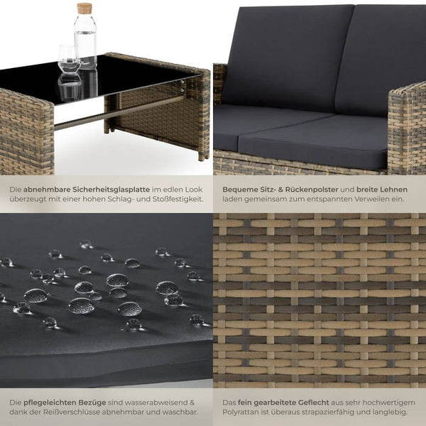 Rattan Lounge Lucca natur/dunkelgrau