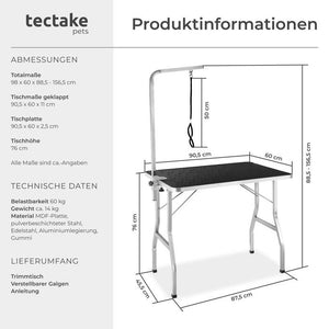 Trimmtisch schwarz/grau