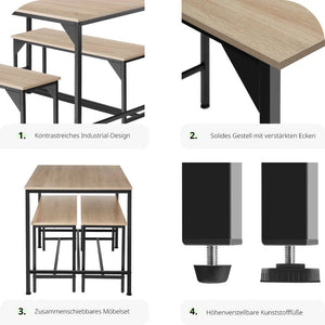 Sitzgruppe Bolton Industrial Holz hell, Eiche Sonoma