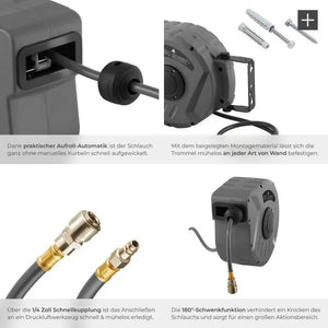 Druckluftschlauch mit Trommel grau 10 m