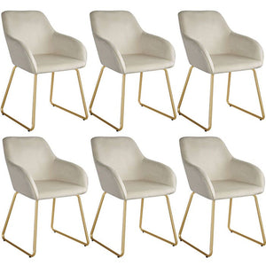 Esszimmerstuhl Jeane Samtoptik creme/gold 6er Set