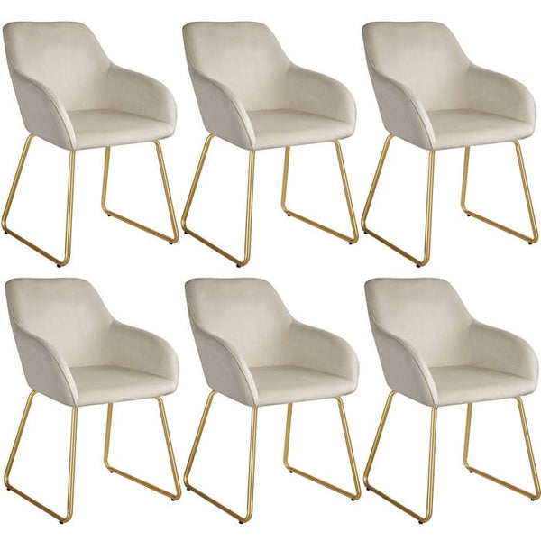 Esszimmerstuhl Jeane Samtoptik creme/gold 6er Set