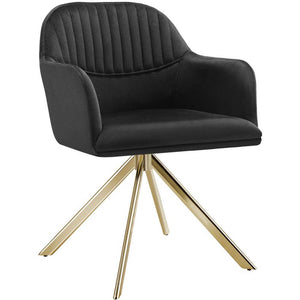 Samt-Drehstuhl Lona schwarz/gold pro Stück