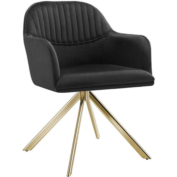 Samt-Drehstuhl Lona schwarz/gold pro Stück