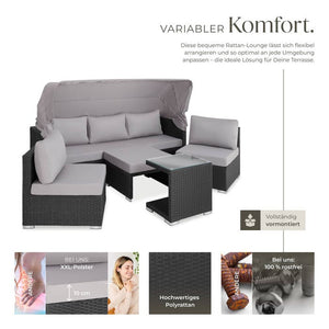 Rattan Lounge mit Aluminiumgestell San Marino schwarz