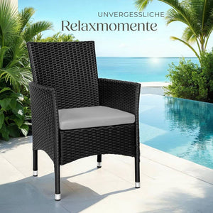 2er Set Rattanstuhl Nantes schwarz/beige