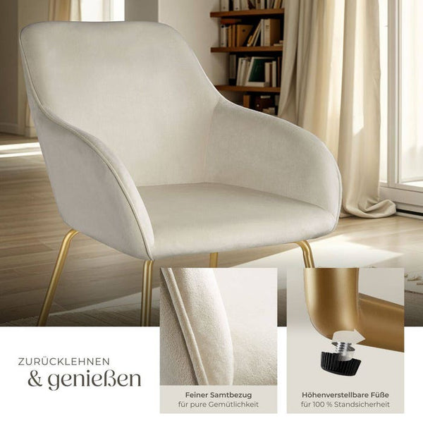 Esszimmerstuhl Jeane Samtoptik creme/gold 4er Set