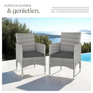 2er Set Rattanstuhl Nantes hellgrau/creme