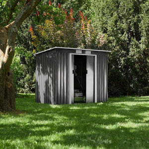 Gartenhaus mit Schrägdach grau/weiss