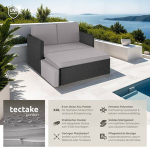 Rattan Lounge Korfu schwarz/grau
