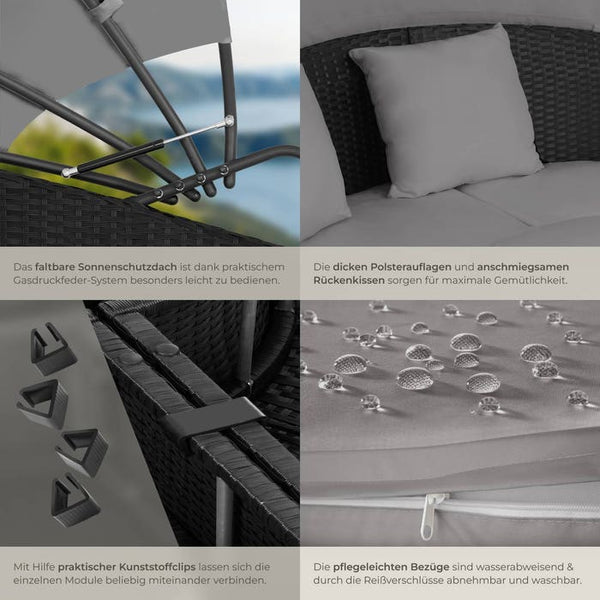 Rattan Sonneninsel Santorin schwarz