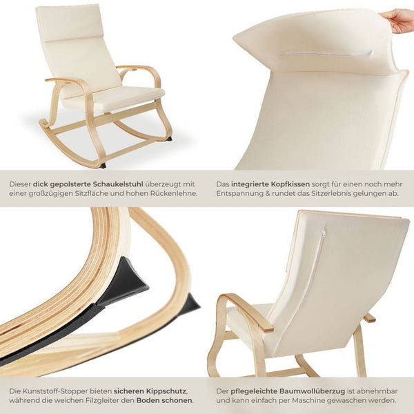 Schaukelstuhl Roca aus Birkenholz 150kg beige