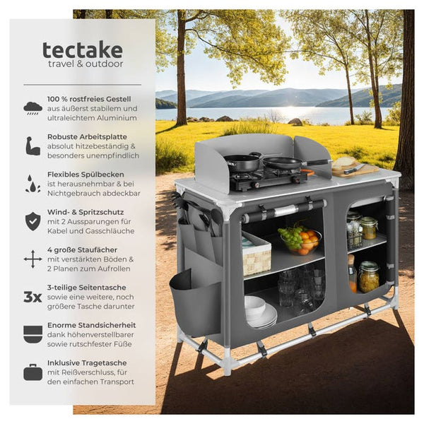 Camping kitchen 116x52x107cm gray