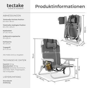 Aluminium Strandstuhl Coral grau pro Stück