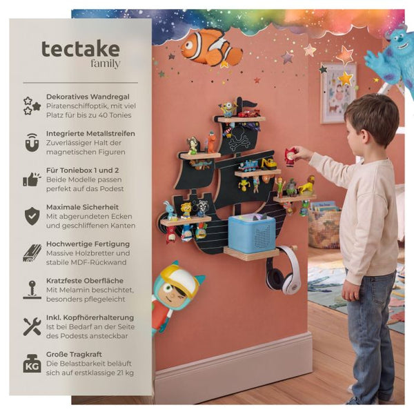 Tonie-Regal MyLittleStory Pirate für bis zu 40 Tonies schwarz