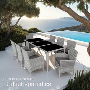 Aluminium Rattan Sitzgruppe Menorca hellgrau